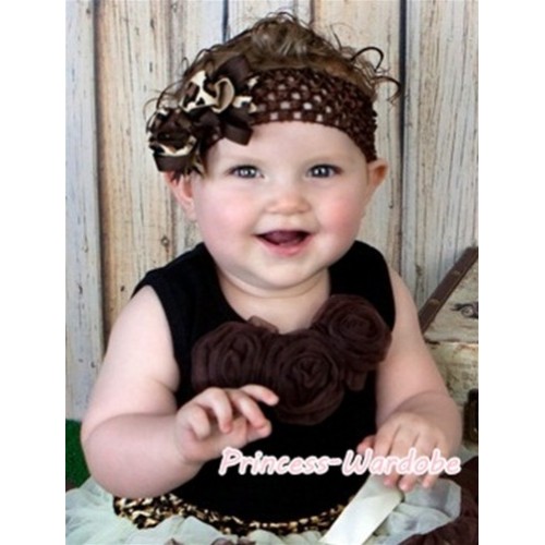 Black Baby Pettitop with Brown Rosettes NT122 